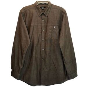 Structure Modern Fit Long Sleeve Button Down in Brown Men’s Large